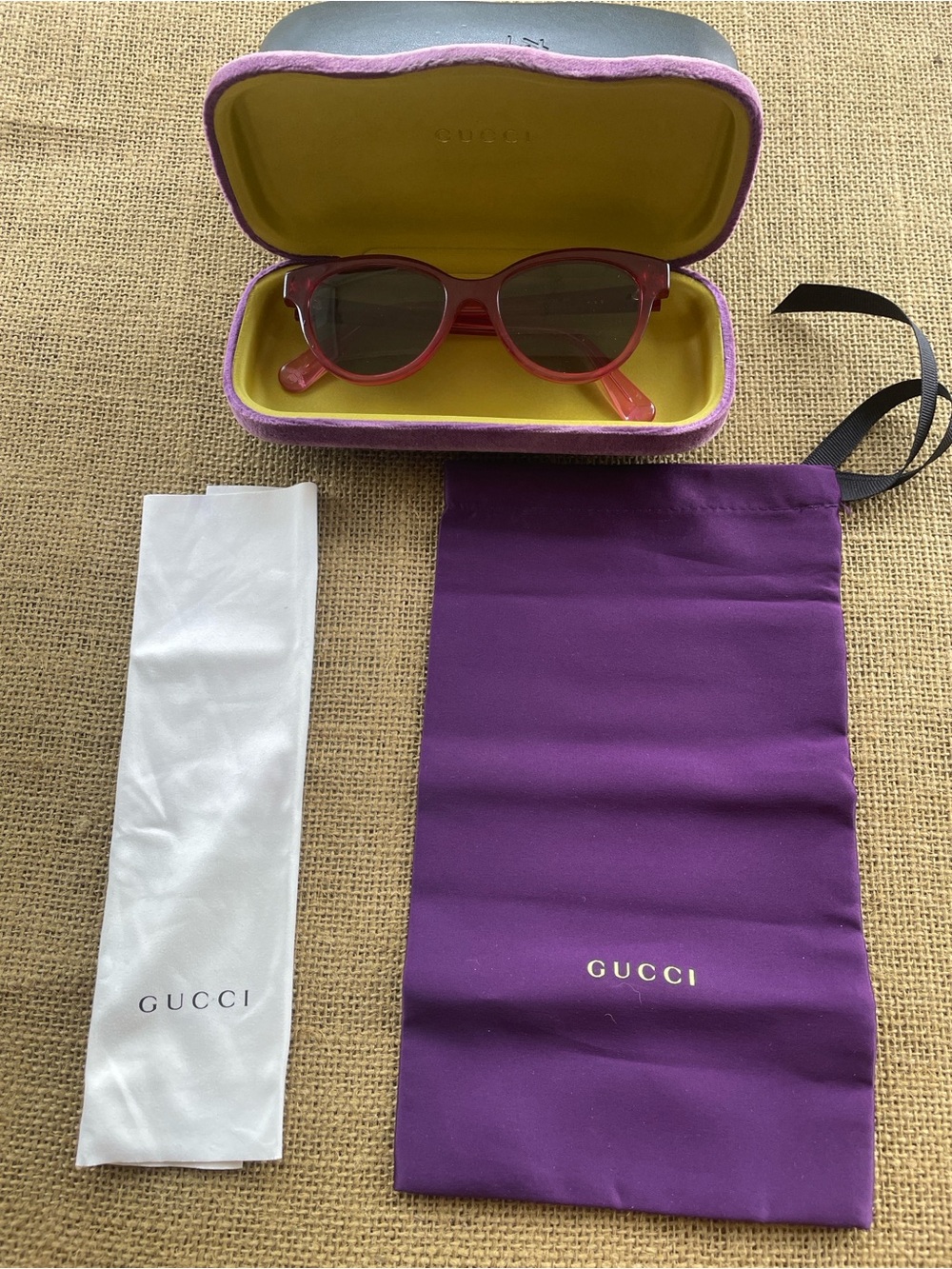 Authentic Gucci GG0373O 008 Red Acetate Eyeglass Frames Sunglasses
